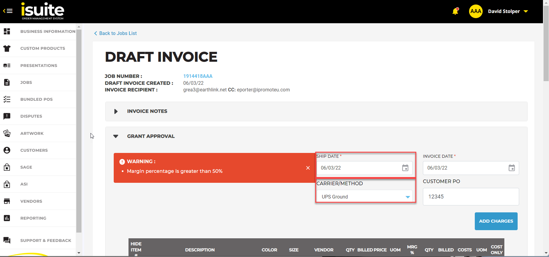 Updating Ship Date and Carrier/Method on Draft iPROMOTEu Affiliate